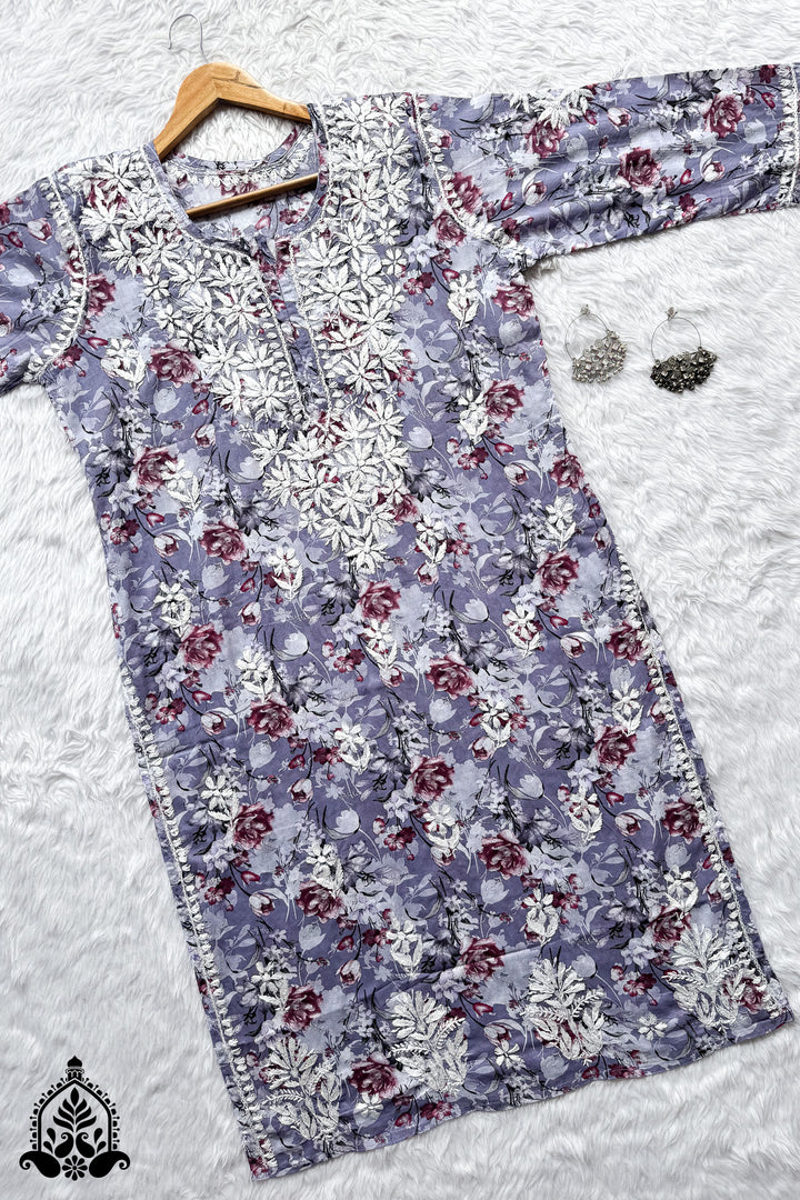 Nyma Printed Chikankari Long Top