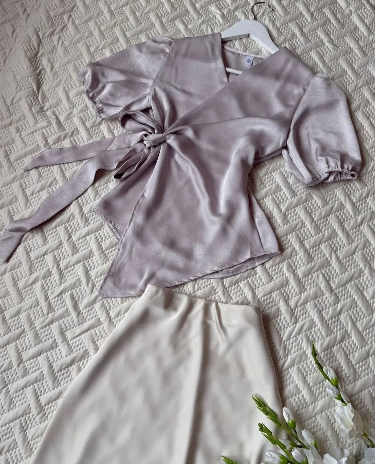 Satin wrap top n skirt