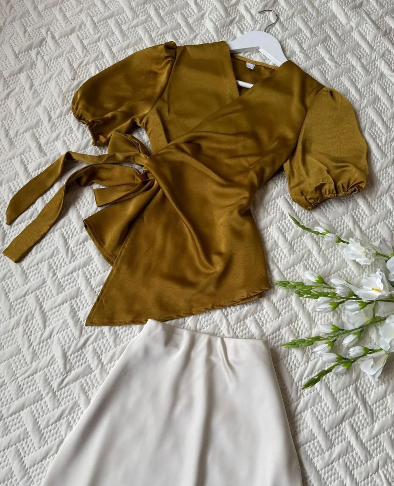 Satin wrap top n skirt
