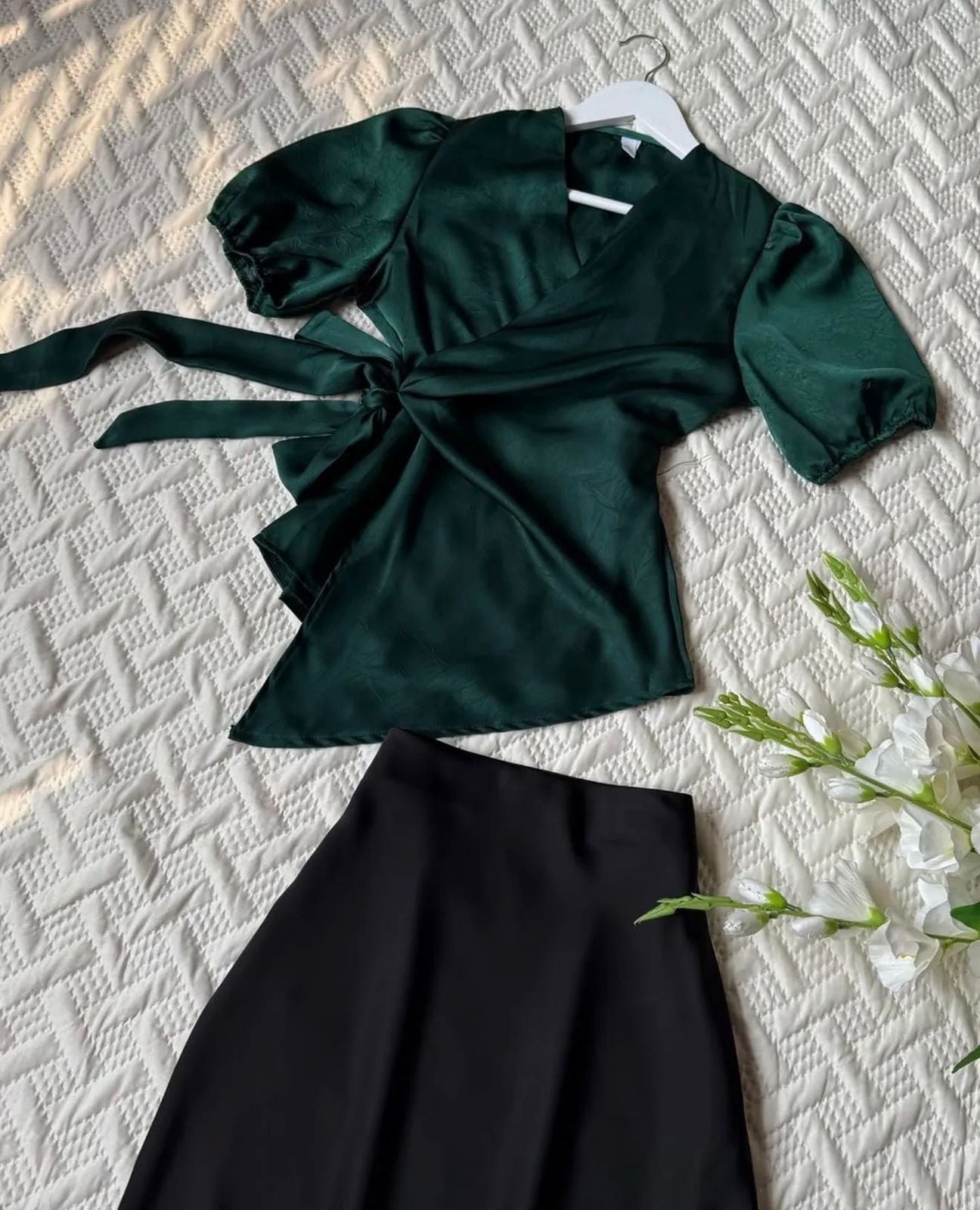 Satin wrap top n skirt