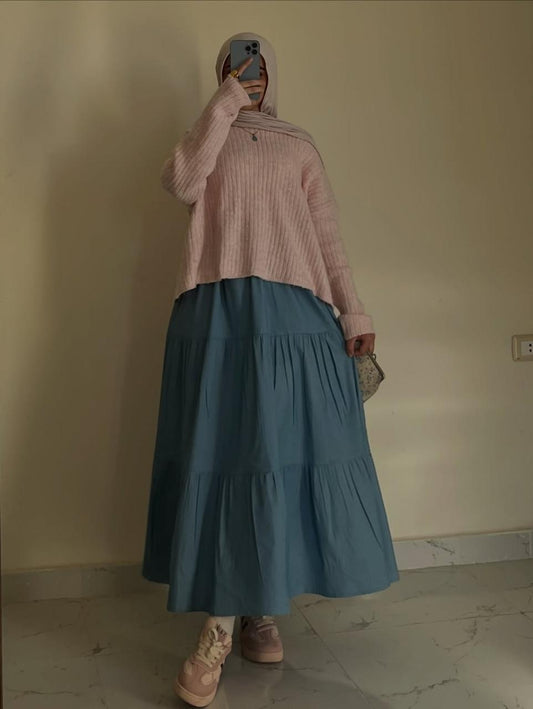 Denim Tiered Skirt