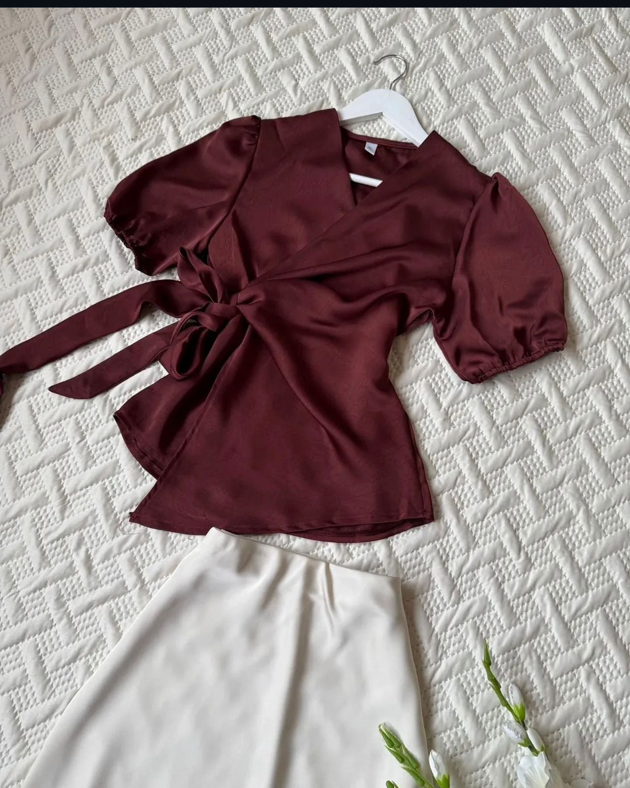Satin wrap top n skirt