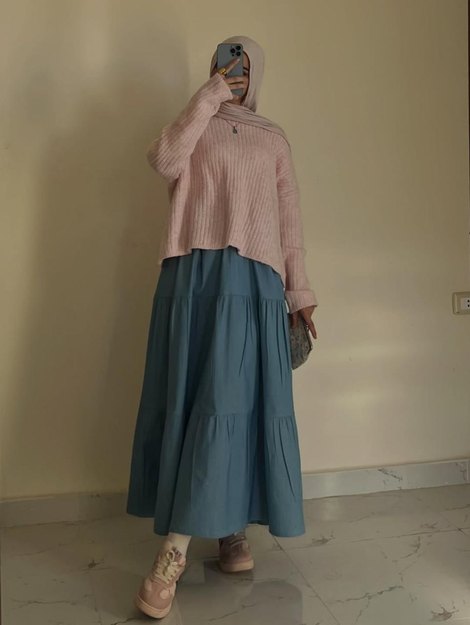 Denim Tiered Skirt