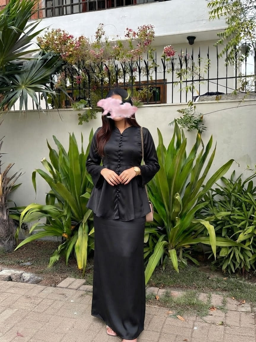 Peplum Satin Set
