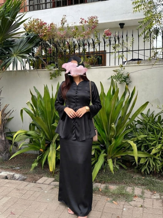 Peplum Satin Set