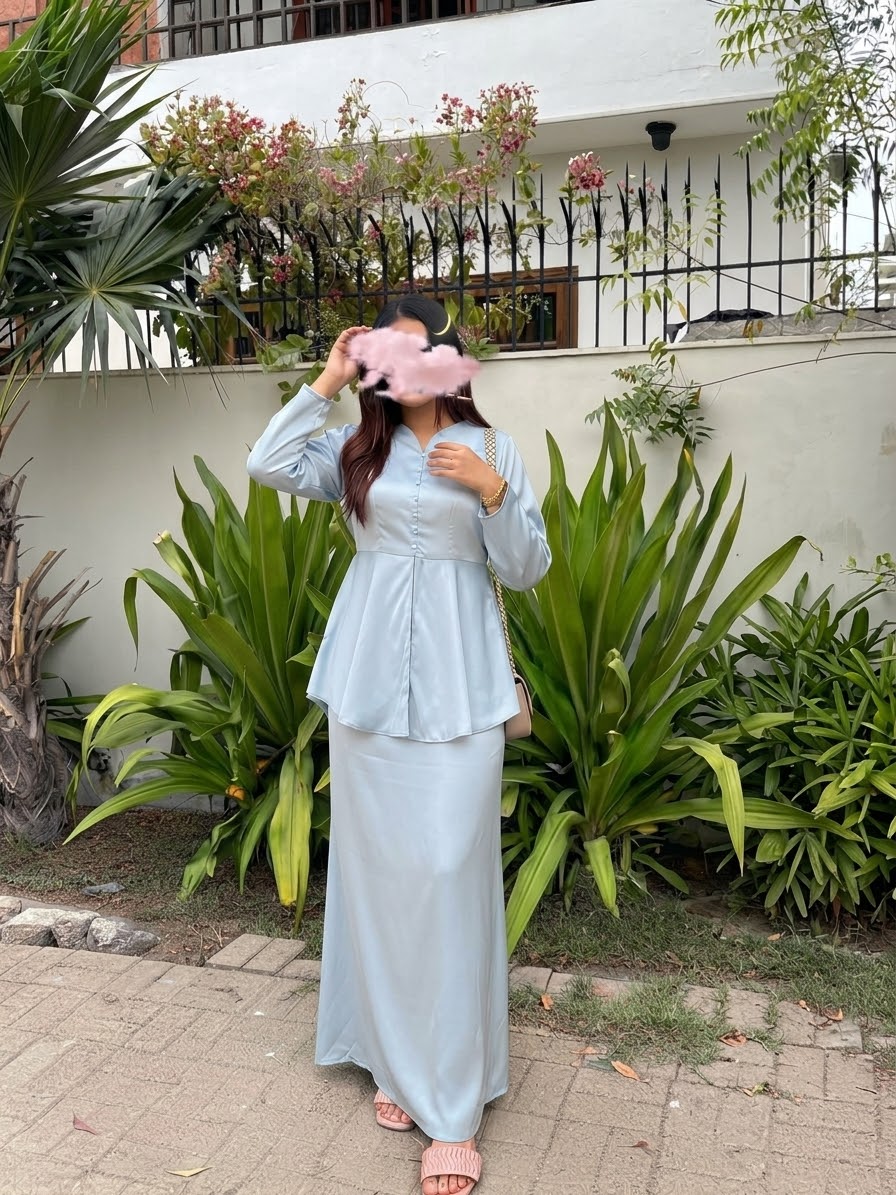 Peplum Satin Set