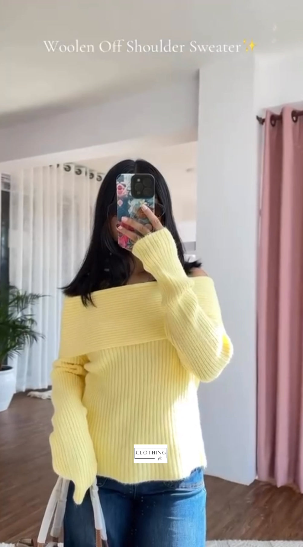 Woolen Off Shoulder Sweater