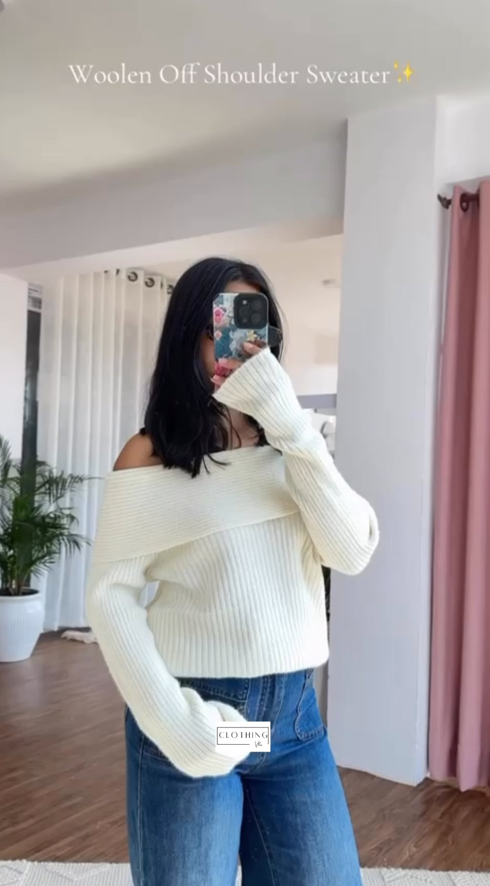 Woolen Off Shoulder Sweater