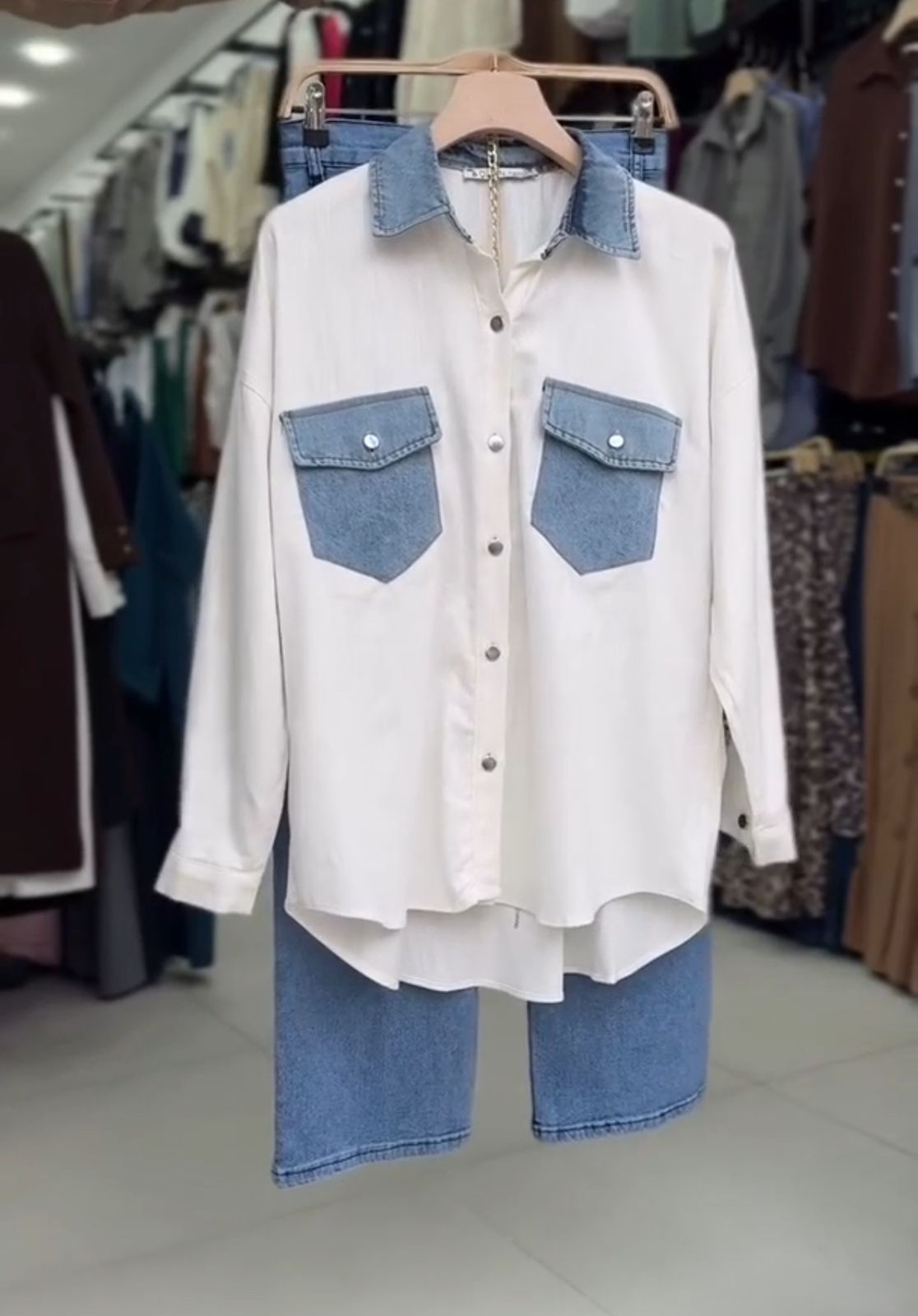 Denim Patchwork Shirt & Jeans Co-ord Set