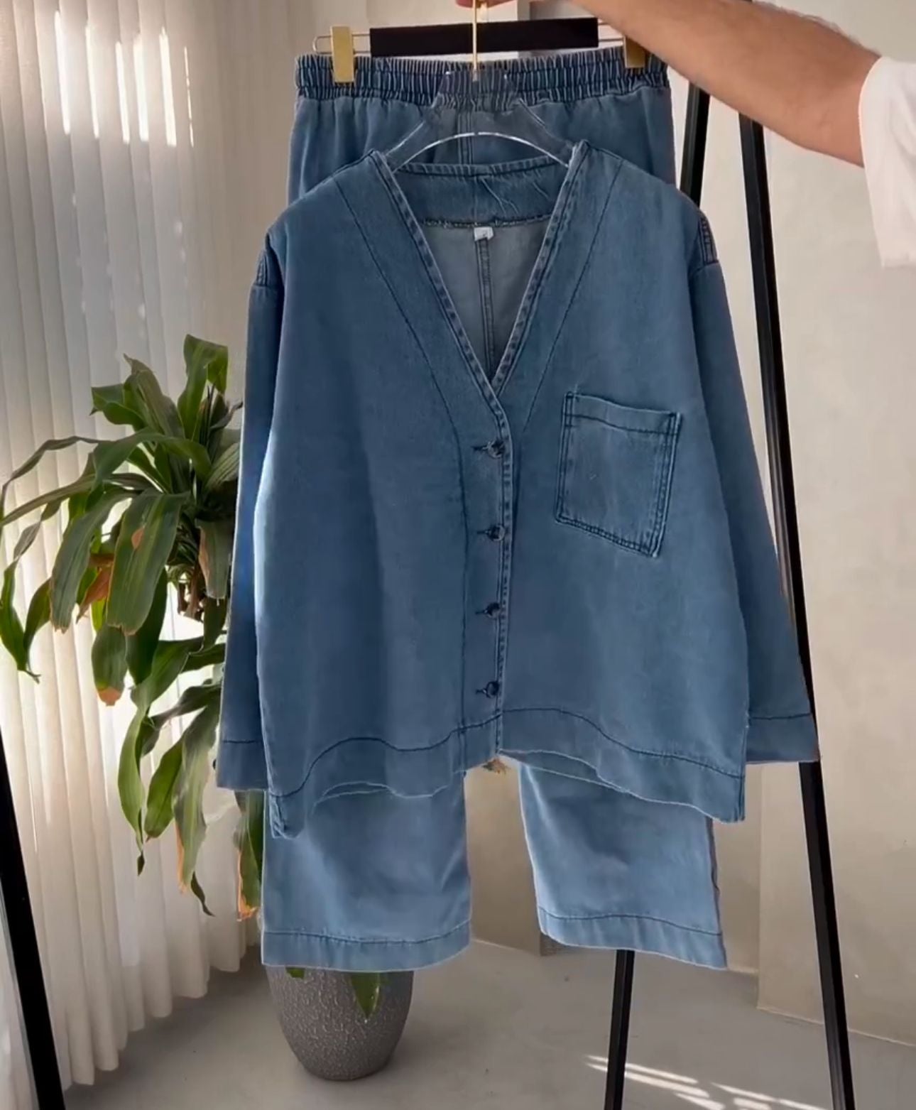 Denim V'Neck Co Ord Set