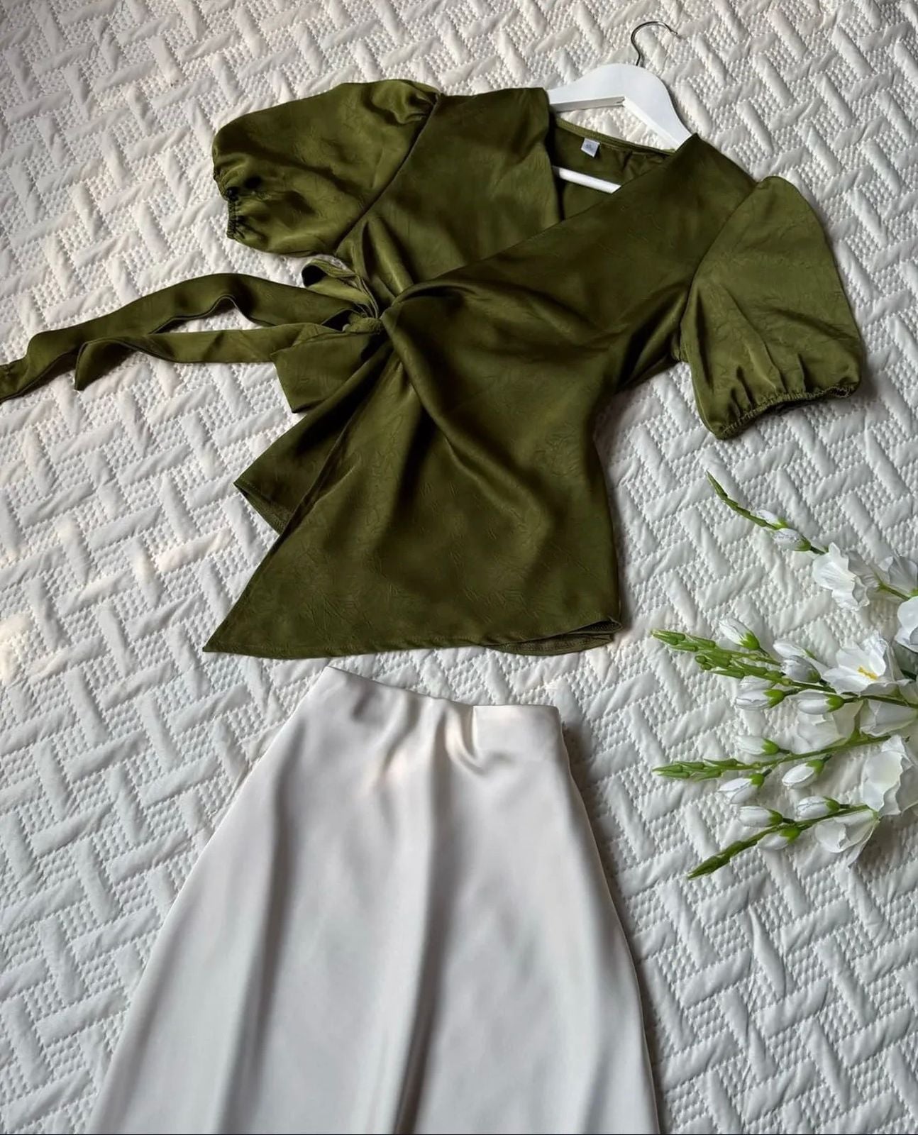 Satin wrap top n skirt