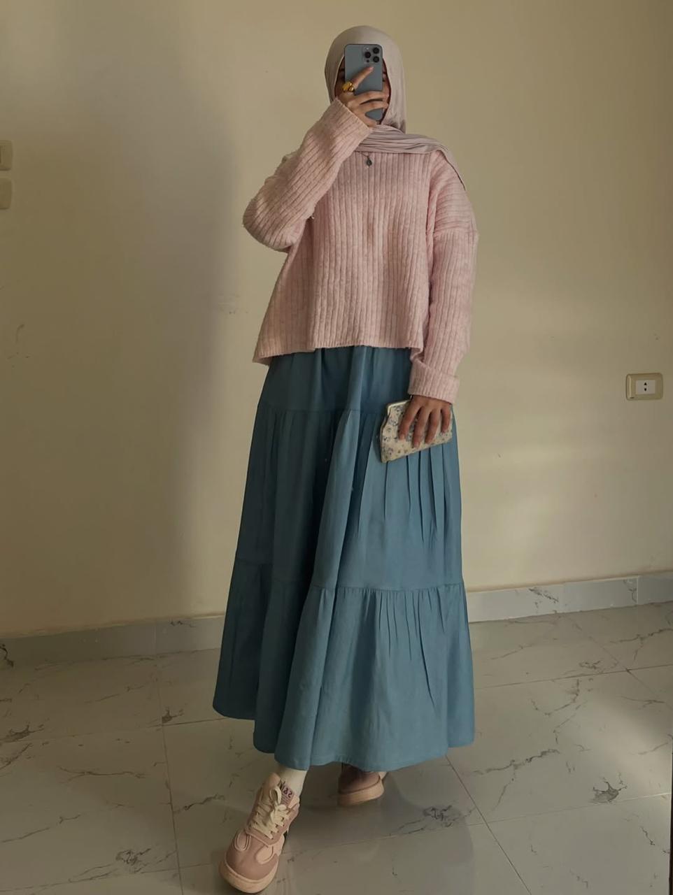 Denim Tiered Skirt