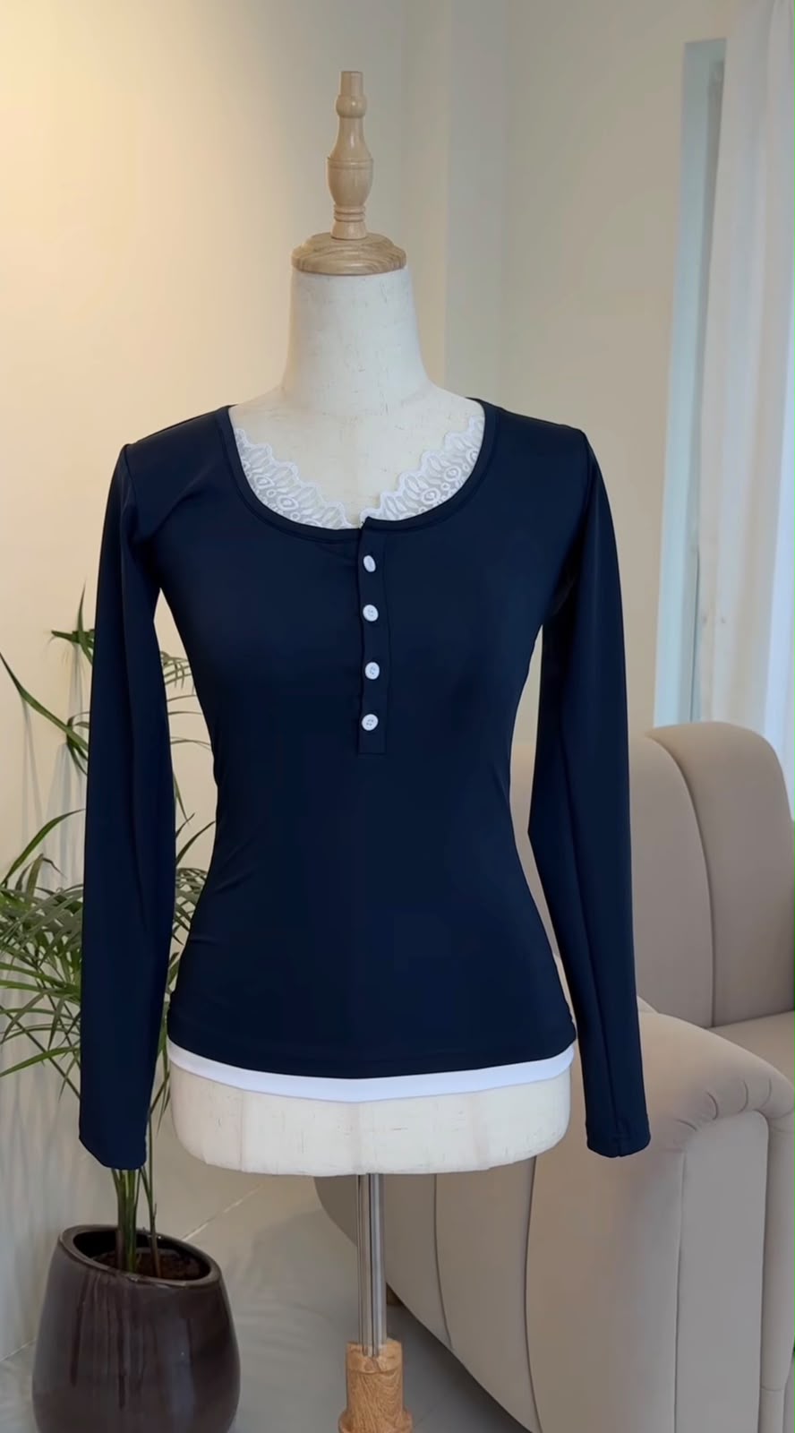 Henley Lace Top