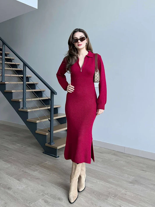 Alma Zipper Collar Dress